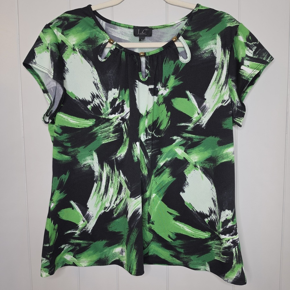 LC Bt Laura Cruz Keyhole Front Green Black White Women's Size 1X